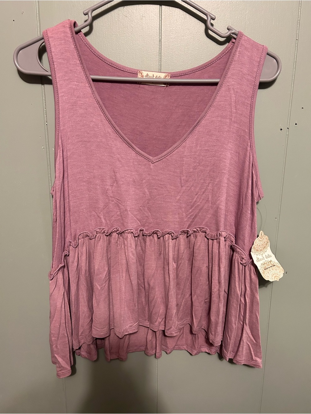 Altar'd State Dusty Mauve Ruffled Peplum Tank